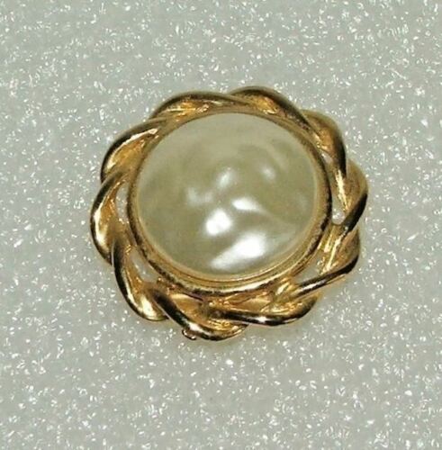 Women's Fashion Round Faux Pearl Goldtone Metal  Scarf Ring Holder Clip  R