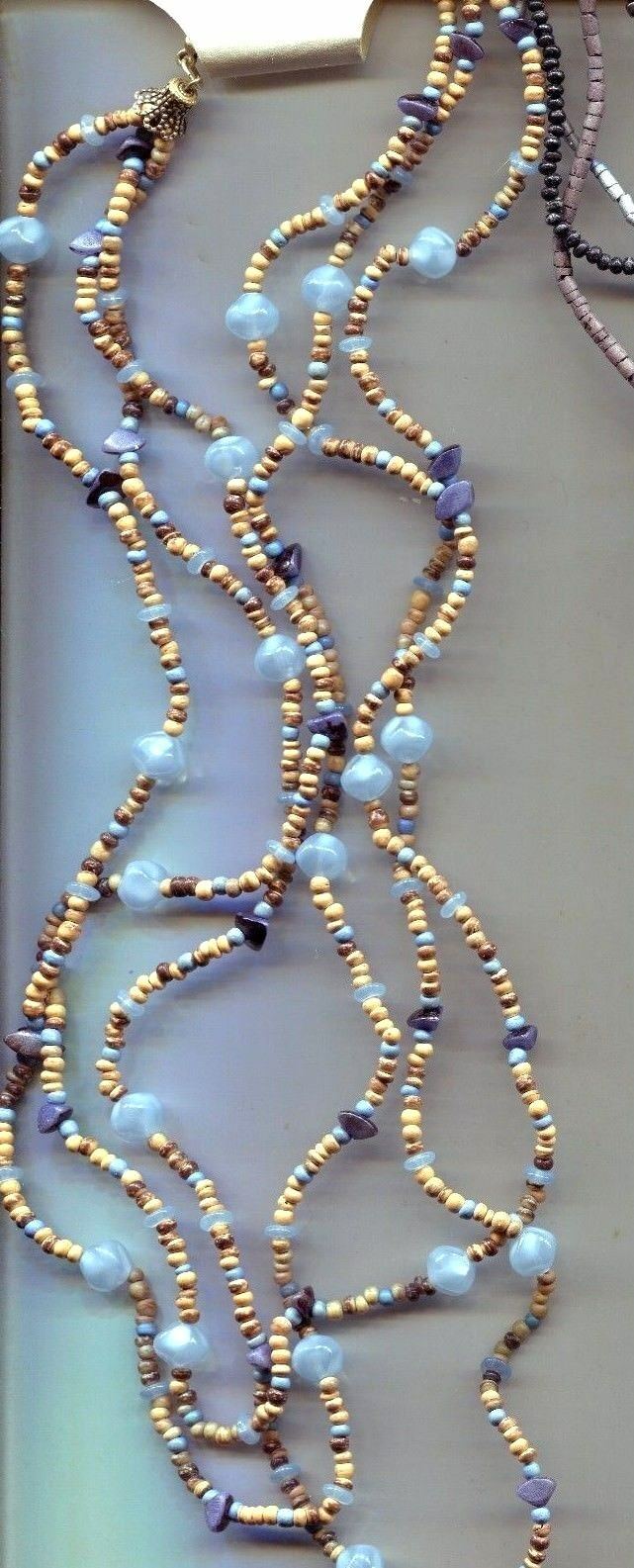 COLDWATER CREEK BLUE AND TAN BEAD necklace