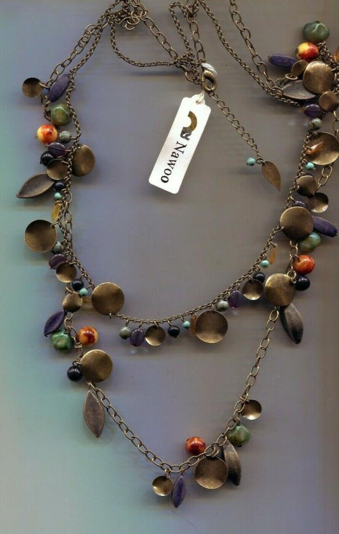 COLDWATER CREEK  BLUE BRASSY BEAD necklace