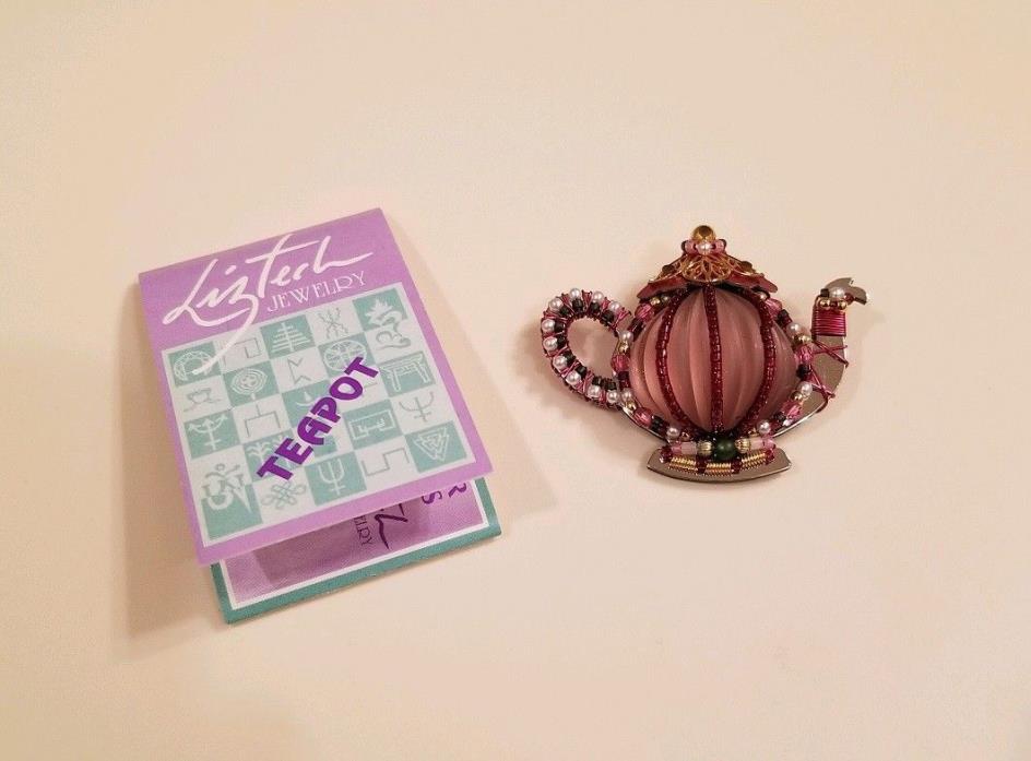 Liztech Jewelry TEA POT Pin 2002 Purple 1 5/8