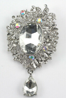 Clear Fancy Austrian Rhinestone Crystal Exquisite Bridal Wedding Brooch Pin