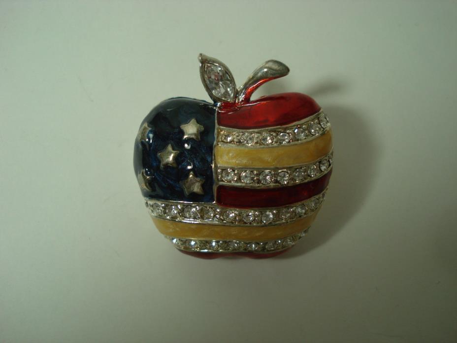 Brooch American Flag Design Apple