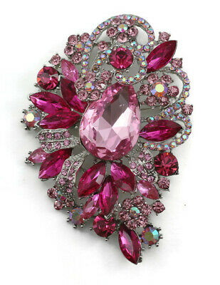 Pink Fine Austrian Rhinestone Crystal Elegant Wedding Bridal Brooch Pin