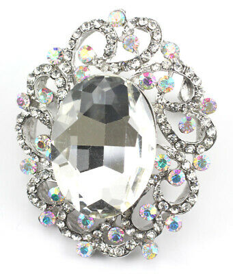 Clear Glamourous Austrian Rhinestone Crystal Bridal Wedding Brooch Pin