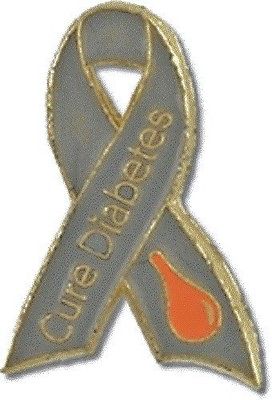 Cure Diabetes Awareness Lapel Pin Tac Gray Ribbon Red Orange Blood Drop New