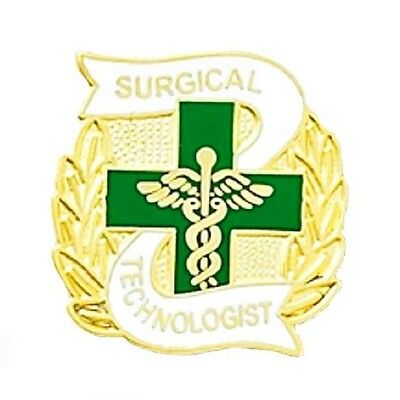 Surgical Technologist Pin Green Cross Wreath Medical Emblem Surgery Tech 976 New