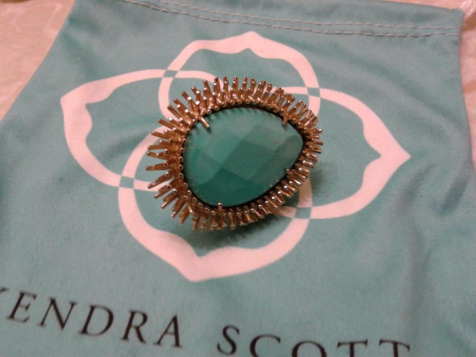 Kendra Scott Vaire Framed Turquoise Blue Statement Cocktail Ring 5 Rare HTF