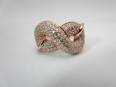 New Sterling silver cubic zirconia ring infinity micro pave rose gold vermeil CZ