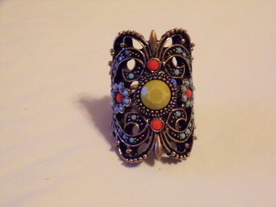 Fashion Ring full finger filigree with stones size 8 1/2