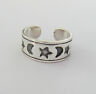 Sterling Silver antiqued Moon and Stars band adjustable toe ring