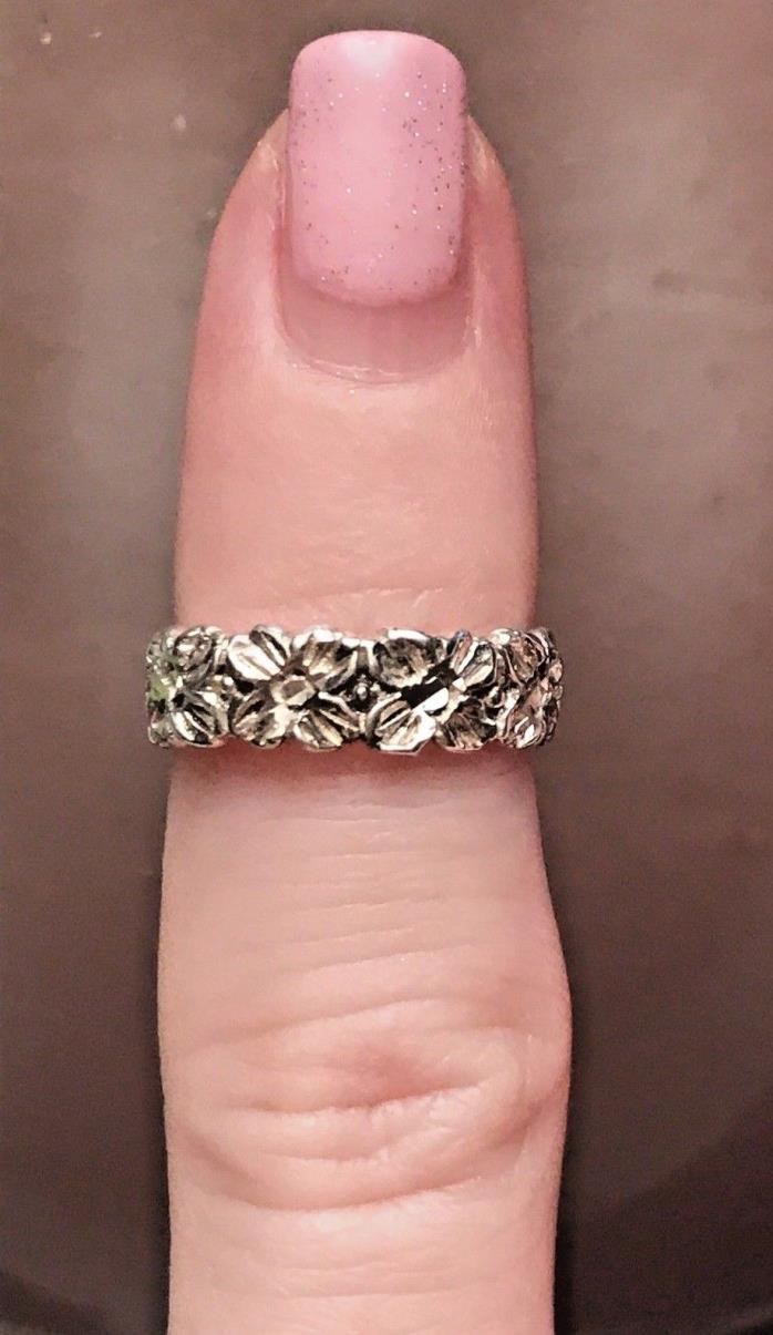 Sterling Silver Adjustable Flower Toe Ring Marked 925