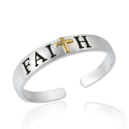 Sterling Silver Two Tone 'Faith' Toe Ring