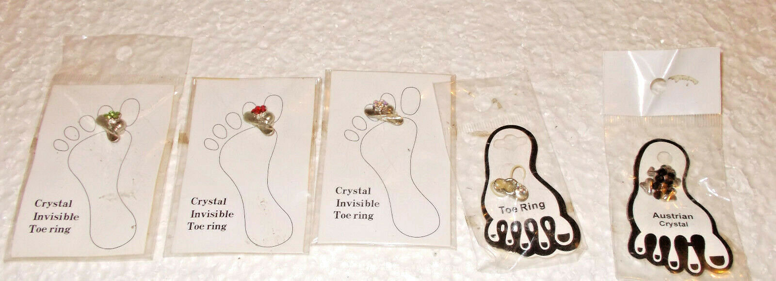 (5) TOE RINGS, Crystal Invisible & Austrian Crystal/ New