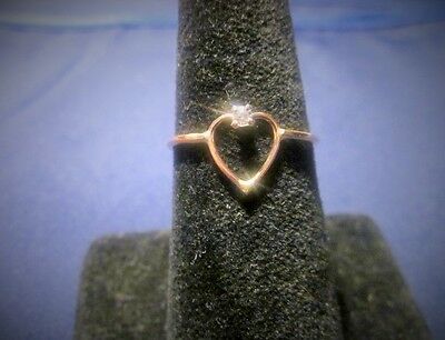 12 KARAT GOLD FILLED OPEN HEART WITH CZ WIRE RING SIZE 6 IN A GIFT RING BOX