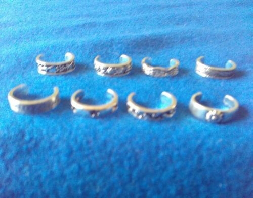 New 8Pcs Elegant Women 925 Sterling Silver Toe Ring Adjustable Jewelry Valentine