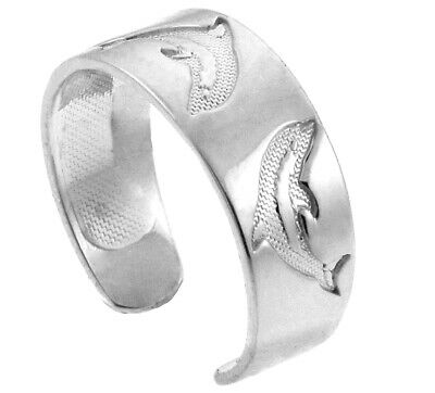 .925 Sterling Silver Jumping Dolphin Adjustable Toe Ring