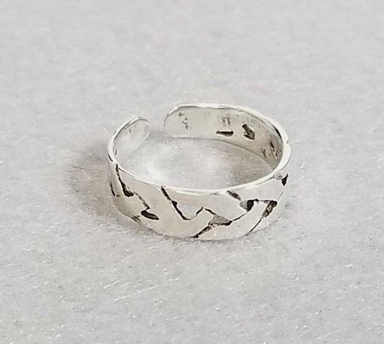 925 Sterling Silver Double Woven Filigree Modern Toe Ring - Size Adjustable