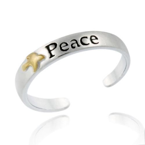 SilverSpeck Sterling Silver Two Tone 'Peace' Toe Ring