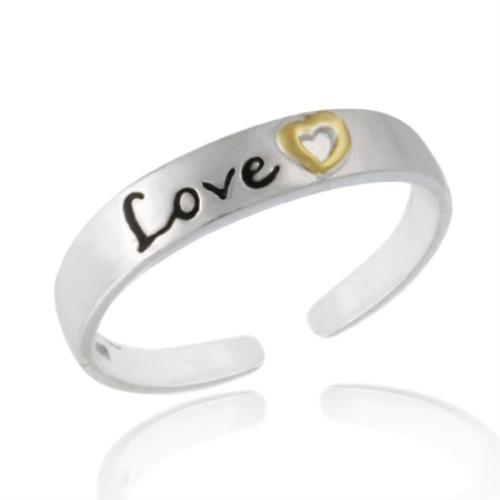 SilverSpeck Sterling Silver Two Tone 'Love' Toe Ring