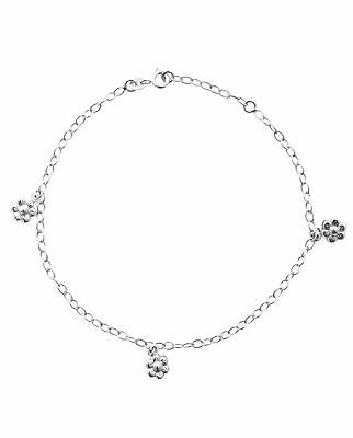 Sterling Silver Anklet Ankle Bracelet with Daisy Flower Dangles