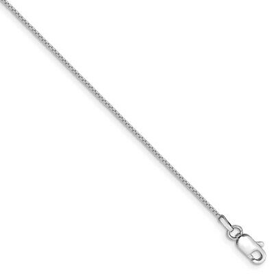 0.9mm, 10k White Gold, Box Chain Anklet, 9 Inch
