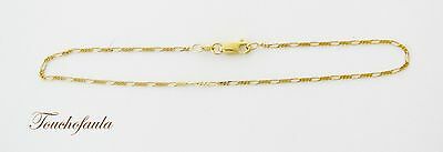14K Yellow gold Figaro link chain Anklet High Polished with Lobster clasp 9.75 