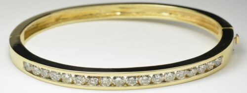 14k Yellow Gold Diamond Bangle Round Brilliant Diamonds 3.25cts TDW I-J , SI