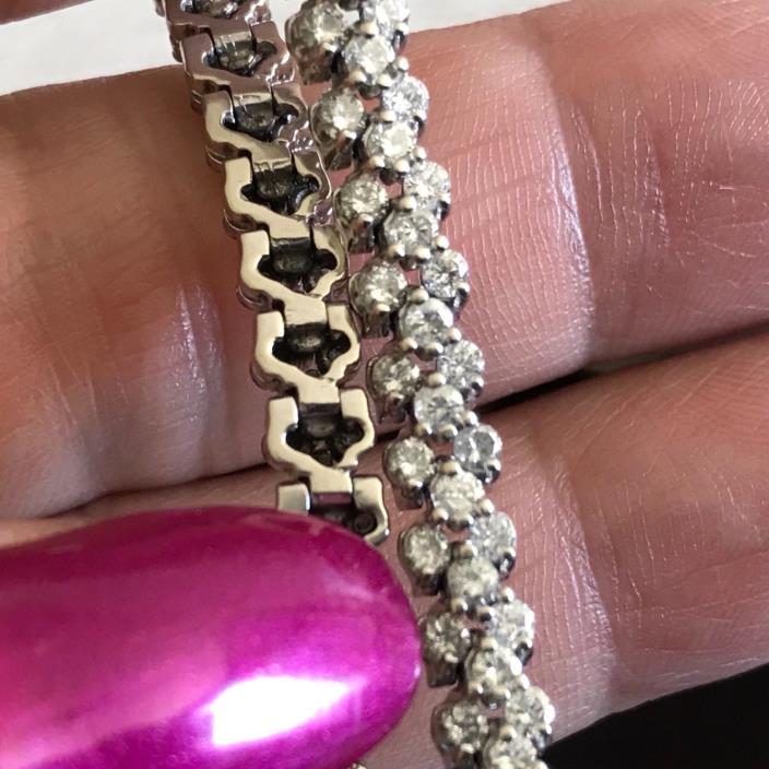 14k diamond bracelet 7” white gold 16 grams 14kt 585 white diamonds 5 CTW