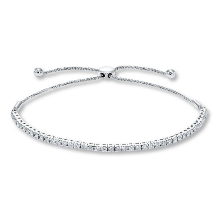 1 Ct Round Cut Natural Diamond Tennis Bolo Bracelet Adjustable 9