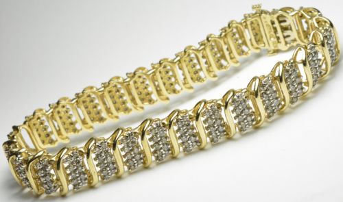 Ladies Estate Vintage 10k Yellow Gold Diamond Bracelet 