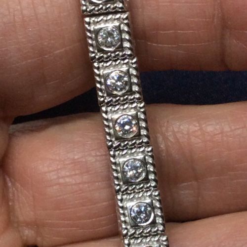 Beautiful ESTATE  Art Deco Diamond Tennis Bracelet 7” 14 K Wg 33.4 Gr!