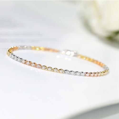 100% Natural Diamond 18K White Yellow Rose Gold Custom Brilliant Bracelet B1
