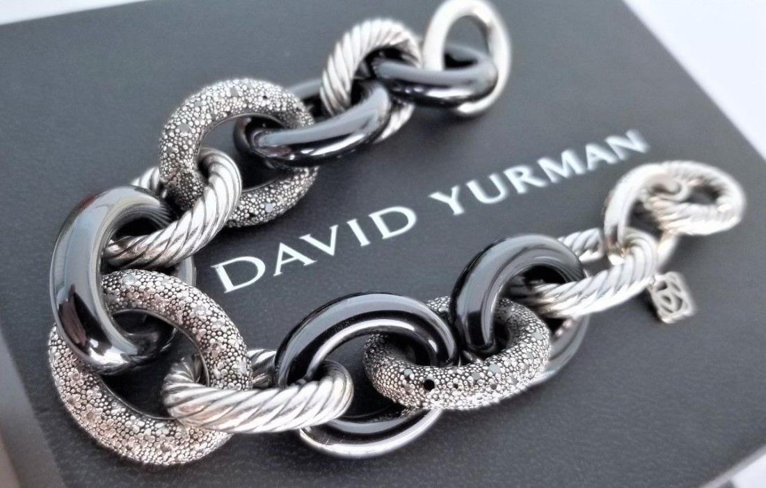 David Yurman Rare Diamond Midnight Melange Extra Large Oval Link Bracelet $5400!