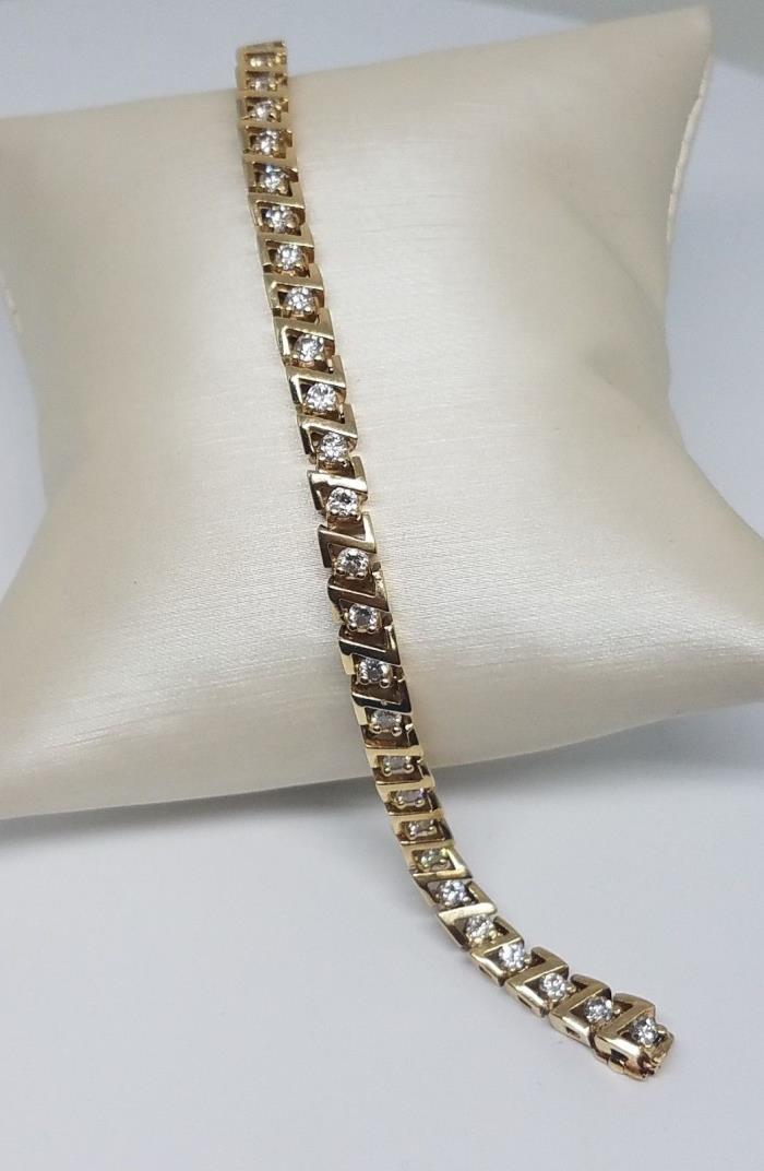 14k Yellow Gold z-link Tennis Bracelet, 2.1 tcw round diamonds (VS2)
