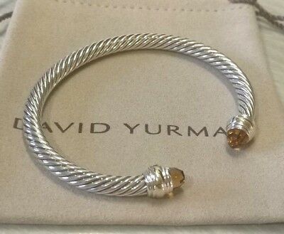 David Yurman 5mm Cable Bracelet with Citrine and 14K Yellow Gold