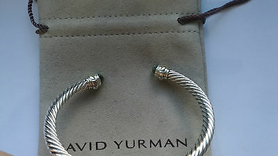 David Yurman 5mm Cable Bracelet with Prasiolite Stone and 14K Yellow Gold
