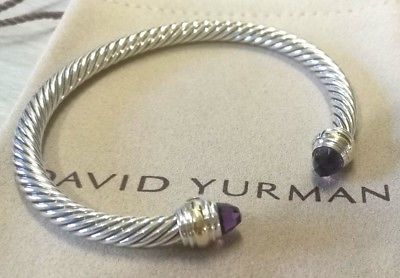 David Yurman 5mm Cable Bracelet with Amethyst and 14K Yellow Gold