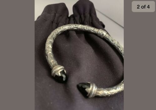 Scott Kay Jewelry 925 Etch Sterling Silver and Onyx Cuff Bracelet