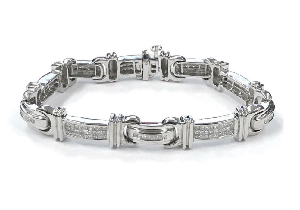 Princess Cut Diamond Bracelet 5.00 Carats Total Weight SI1 - G Set in White Gold