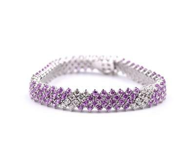 18k White Gold Diamond and Pink Sapphire Bracelet
