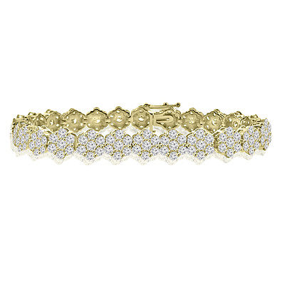 10.65 ct Ladies Round Cut Diamond Tennis Bracelet in 14 kt Yellow Gold