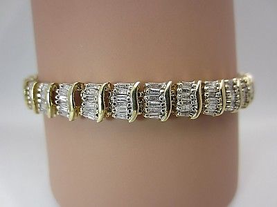 14K Yellow Gold Baguette Diamond Bracelet 7.00 CT 204 diamonds