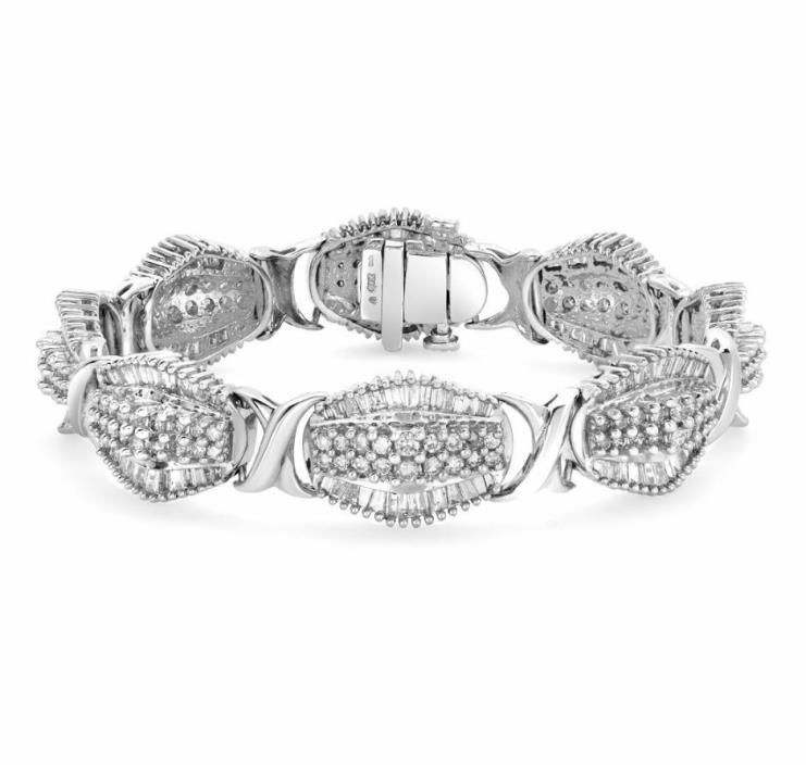 Round and Baguette Diamond Bracelet 11.50 Carats Total Weight SI1 - H