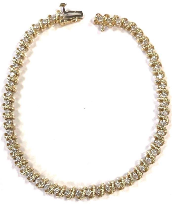 10 Karat Yellow Gold Beautiful Large Diamond Cocktail Tennis Bracelet B125