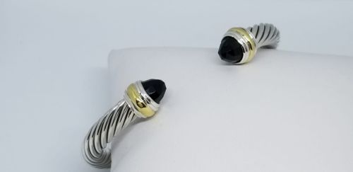 David Yurman Cable Classics Bracelet with Black Onyx And14K Gold 7mm size Medium