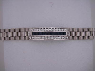 18K White Gold Sapphire and Diamond Bracelet 7.5 Inches, 7.25 (TCW)