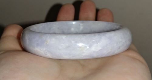 59.5 mm Lavender and White Certified Grade A Jadeite Jade Bangle