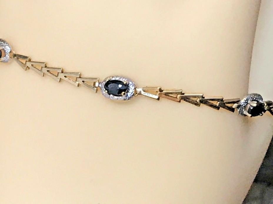 10K SOLID YELLOW GOLD AND 1.0 CARAT NATURAL SAPPHIRE BRACELET + GIFT BOX