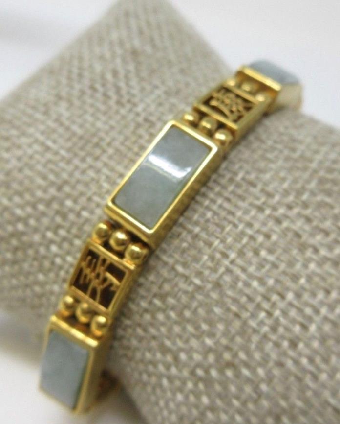 Ornate Jadeite Gold Plate Chinese Character Bracelet 8