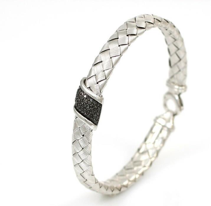 BH For Effy Sterling Silver Black Diamond Woven Tennis Bracelet 7.5
